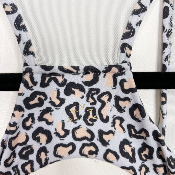 Varley Cheetah Print Keyhole Open Back Racerback Tank Top Mesh Piecing XSmall XS - Picture 8 of 10